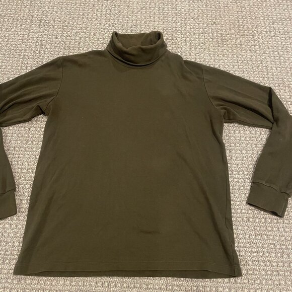 Uniqlo Shirt Womens Medium Olive Green Turtleneck Long Sleeve Casual Modest - Picture 1 of 5